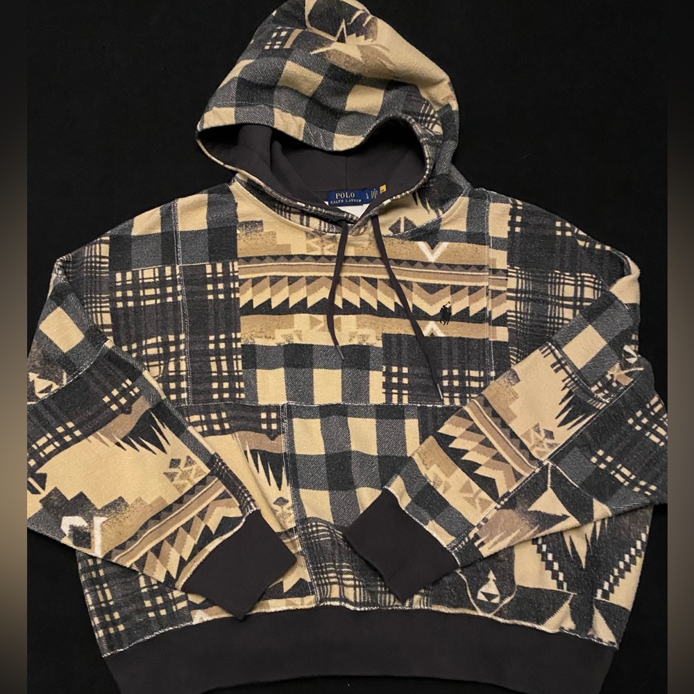 Polo Ralph Lauren Women’s Southwestern Geometric Patchwork Hoodie Sweatshirt L